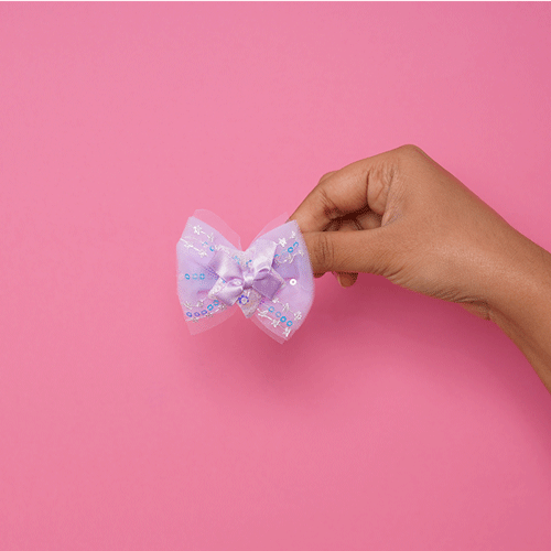 Baby Star With Bow Tie Hair Clip 1pc - Purple