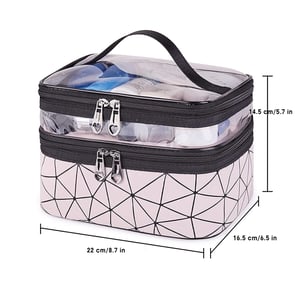 Double Layer Transparent Makeup Storage Bag - Nude Pink