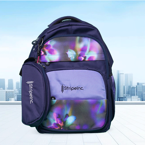 Stripelnc Exclusive School Backpack - Purple Blossom