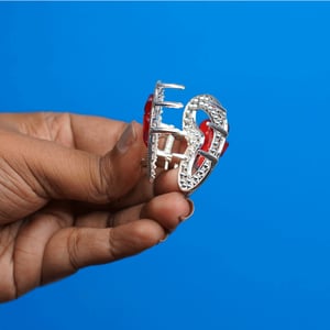 Heart Shape Rhinestone Hair Clip - Red