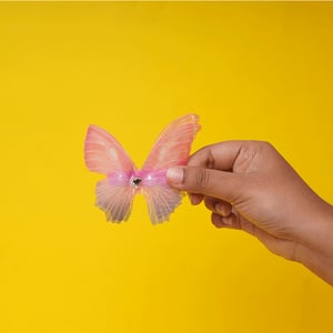 Semi Transparent Net Butterfly Hairclip 1pcs - Pink & Purple