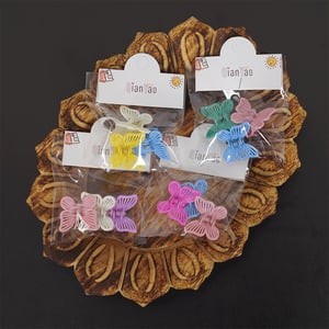 Multicolor Mini Butterfly Hair Clip 3pcs Set - Glitter