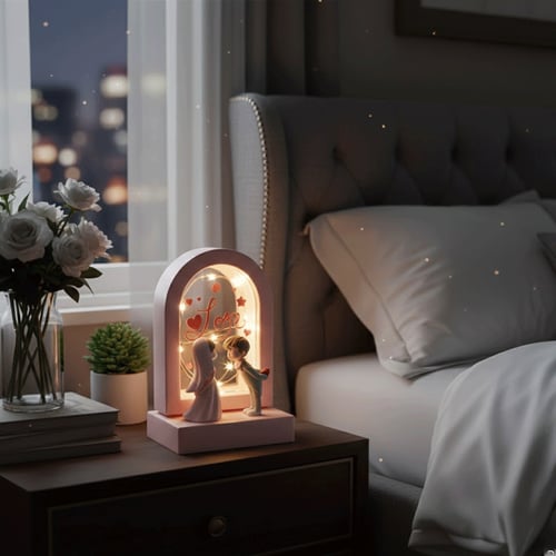 LED Proposing Couple Lightening With Mirror Effect - Pink