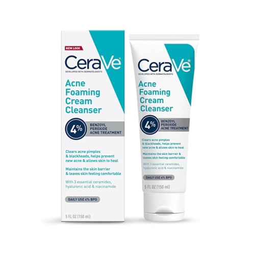 CeraVe Acne Foaming Cream Cleanser 4% Benzoyl Peroxide 150ml .