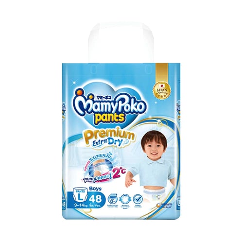 Mamy Poko Pants Premium Extra Dry Size - L (9-14kg) 52pcs (Boys)•