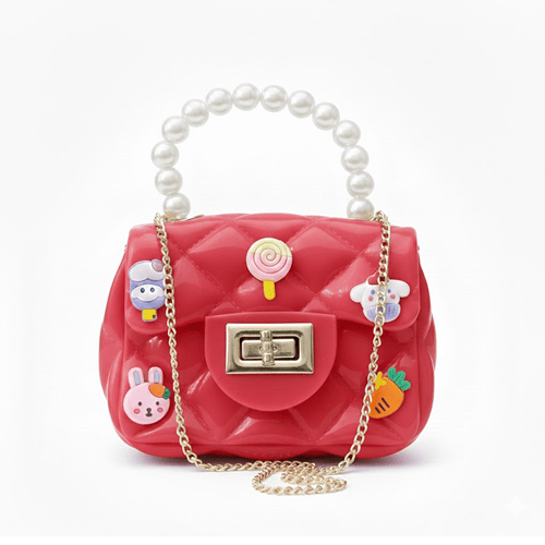 Pearl Handle Bag For Baby Girl - Red