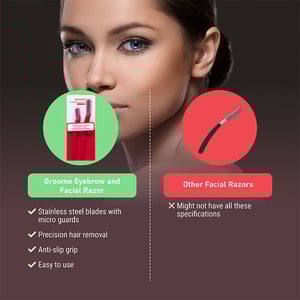 Groome Eyebrow And Facial Razor 2pcs - Red