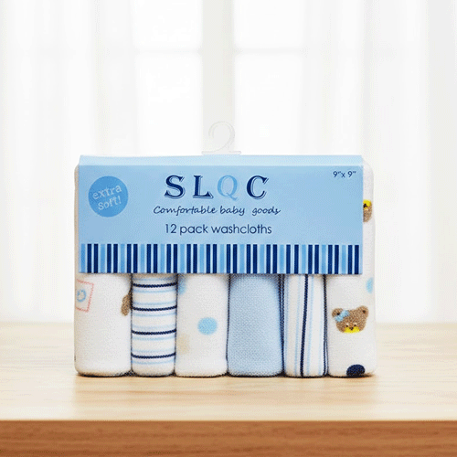 SLQC Comfortable Baby Washcloths 12pcs - Blue