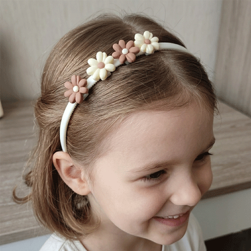 Girls Floral Headband - White
