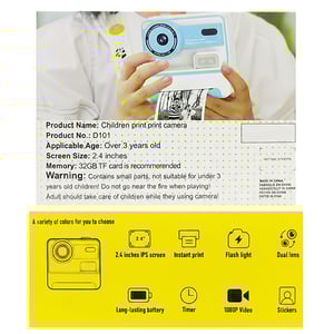 Instant Photo Print Camera - Sky Blue
