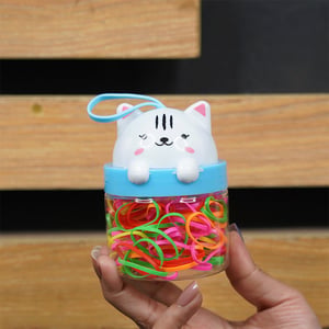 Multi-Color Rubber Hair Bands For Baby Girls - Sky Blue Jar