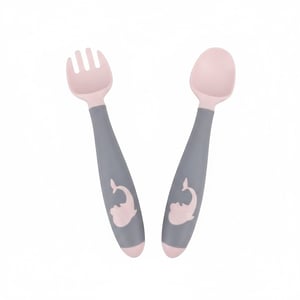 Spoon And Fork Set For Baby - Peach Pink