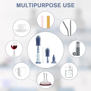 3 In 1 Bottle Cleaner Portable Brush - Faded Navy