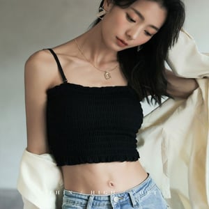 Adjustable Padded Crop Top - Black