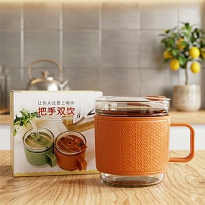 Portable Glass Water Bottle With Transparent Lid •