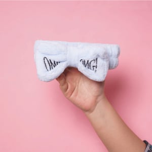 New Ladies Embroidered Makeup Washing Hairband - Baby Blue