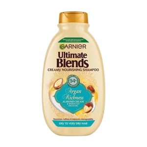 Garnier Ultimate Blends Argan Richness Almond Cream & Moroccan Argan Oil Creamy Nourishing Shampoo For Dry To Very Dry Hair 400ml •