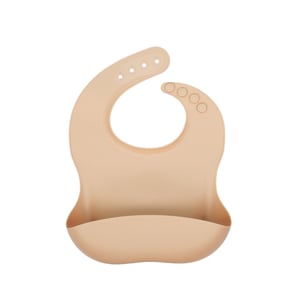 Silicone Baby Bib With Drip Tray - Beige