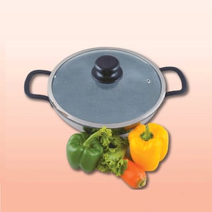 Non Stick 3 Layer Wok With Glass Lid - 24cm •