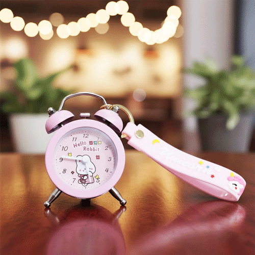 Mini Alarm Clock Key Ring - Pink