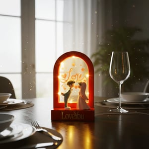 LED Proposing Couple Lightening With Mirror Effect - Red