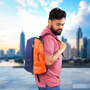 Stripelnc Journey Exclusive Travel Backpack - Navy Blue & Orange