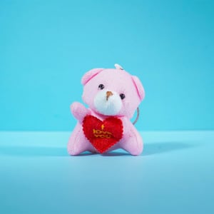 Mini Teddy Bear Key Ring With Kiss & I love You Sound - Pink
