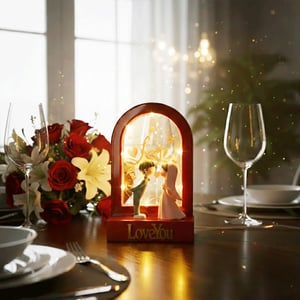 LED Proposing Couple Lightening With Mirror Effect - Red