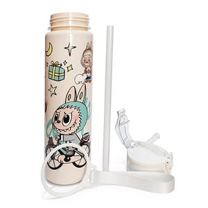 Premium Cute Water Bottle - Cream Labubu