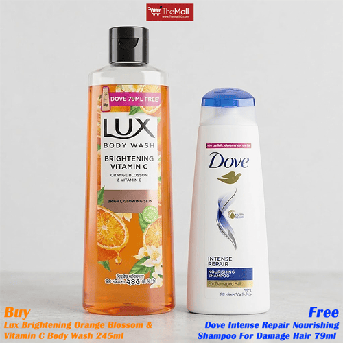 Lux Brightening Orange Blossom & Vitamin C Body Wash 245ml (Get Dove Intense Repair Nourishing Shampoo For Damage Hair 79ml Free)