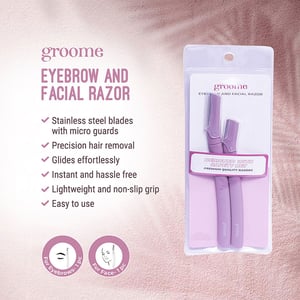 Groome Eyebrow And Facial Razor 2pcs - Pale Magenta
