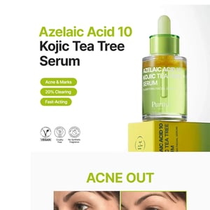 Purito Azelaic Acid 10% + Kojic Acid + Tea Tree Facial Serum 30ml •