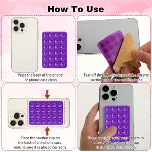 Adhesive Silicone Suction Phone Holder - Purple