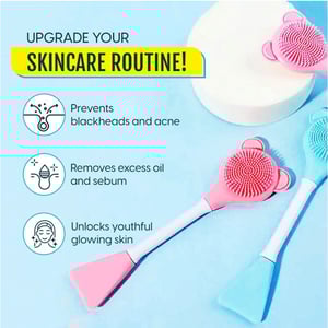 Multi-Functional Silicone 2-in-1 Face Scrubber & Spatula Stick - Baby Pink