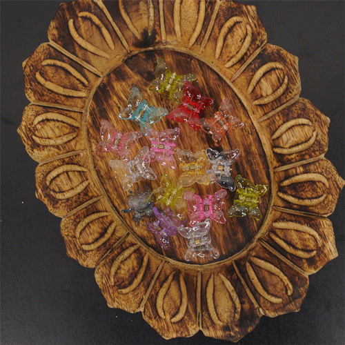 Multicolor Mini Butterfly Semi-Transparent Hair Clip 3pcs Set - Light Wings