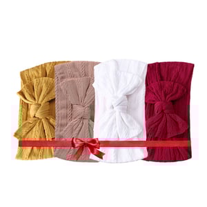 Wide Edge Bow Childrens Hairband 4pc Set - B1