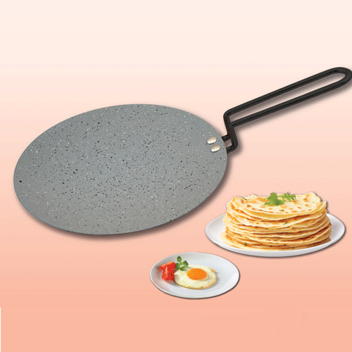 Non Stick Premium Ruti Tawa SS Black Handel - 26cm •