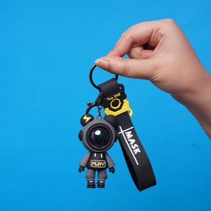 Space Astronaut Keyring With Silicone Holder - Black