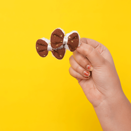 Soft Hair Clip With Polka Glitter 1pair - Brown