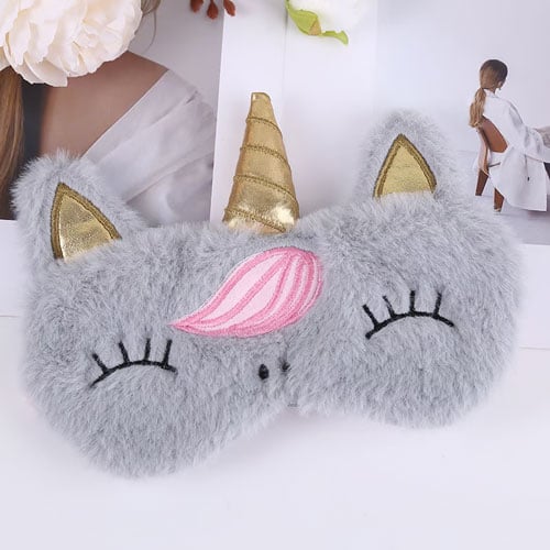 Girls Sleeping Cute Cartoon Eye Mask - Gray Golden Cat