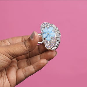 Heart Shape Rhinestone Hair Clip - Sky Blue