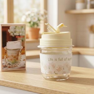 Portable Glass Water Bottle With Lid •
