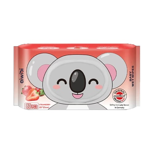 Aiwibi Strawberry Flavor Aroma Serene Hypoallergenic Care Wet Wipes 80pcs•
