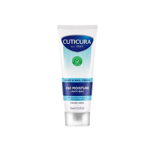 Cuticura 2 In 1 Moisture + Anti-Bac Hand & Nail Cream For Dry Hands 75ml