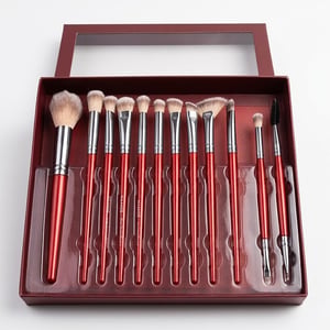 Maange 12pcs Makeup Brush Set Box - Red