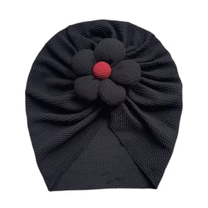 Baby Turban Cap Flower - Black