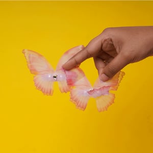 Semi Transparent Net Butterfly Hairclip 1pcs - White & Pink