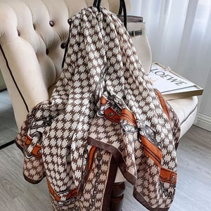 Luxury Design Winter Scarf For Women - Brown & White