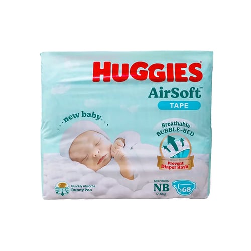 Huggies Air Soft Tape Size-NB (0-5kg) 68pcs•