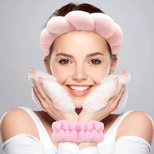 Sweet Beauty Spa Headband & Wristband Set - Baby Pink